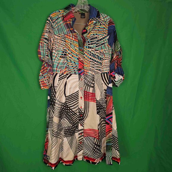 Desigual Dresses & Skirts - Desigual Womens Gracey Multicolor Tie Belt Shirt Dress Bold 38 Small 6